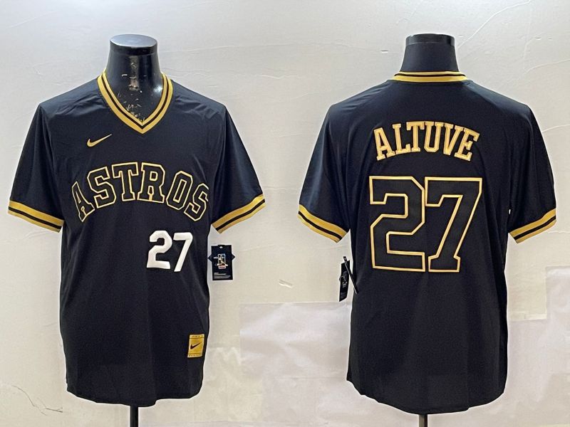 Men Houston Astros #27 Altuve Black Gold Game 2025 Nike MLB Jersey style 2->houston astros->MLB Jersey